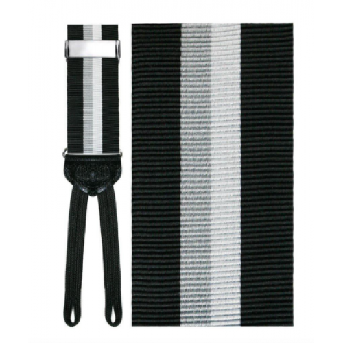 Black and Gray Striped Silk Suspenders